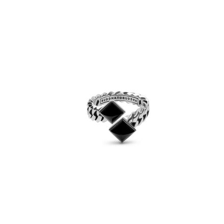 Chain Pyramid Stone Ring zwart