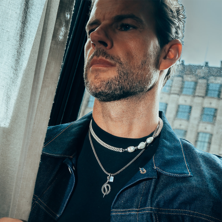 Baroque Pearl Necklace Chain Silver