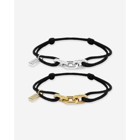 Koord Armband Katja Bicolor Zwart Set