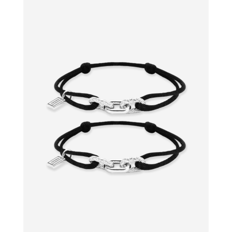 Koord Armband Katja Zilver Zwart Set