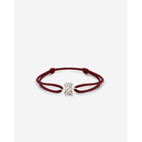Koord Armband Endless Knot Zilver Rood