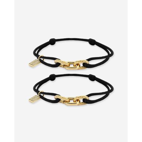 Koord Armband Katja Verguld Zwart Set