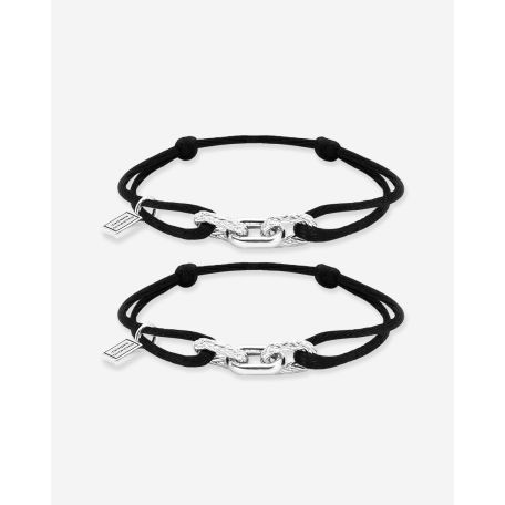 Koord Armband Katja Zilver Zwart Set