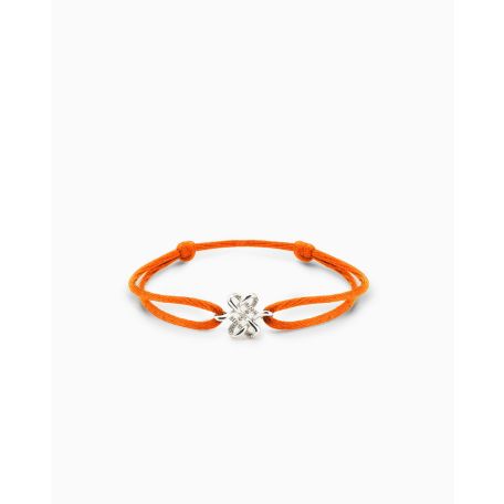 Koord Armband Endless Knot Zilver Oranje