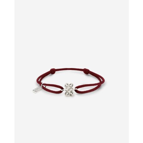 Armband Kordel Endless Knot Silber Rotes Band