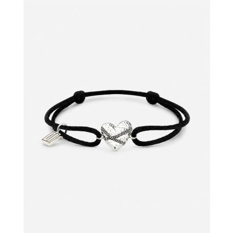 Koord Armband Hart Zilver Zwart
