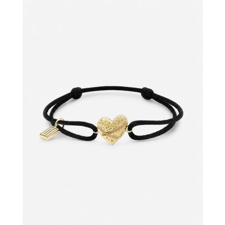 Koord Armband Hart Verguld Zwart