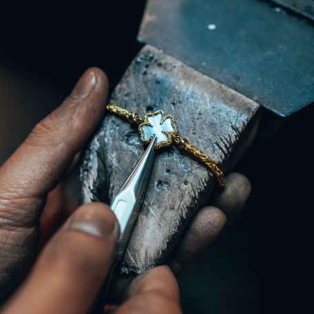 Armband Katja Kleeblatt Perlmutt Vergoldet