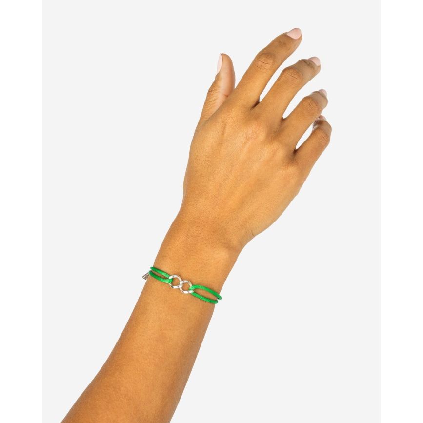 Chain XS Cord Bracelet Silver Buddha Green