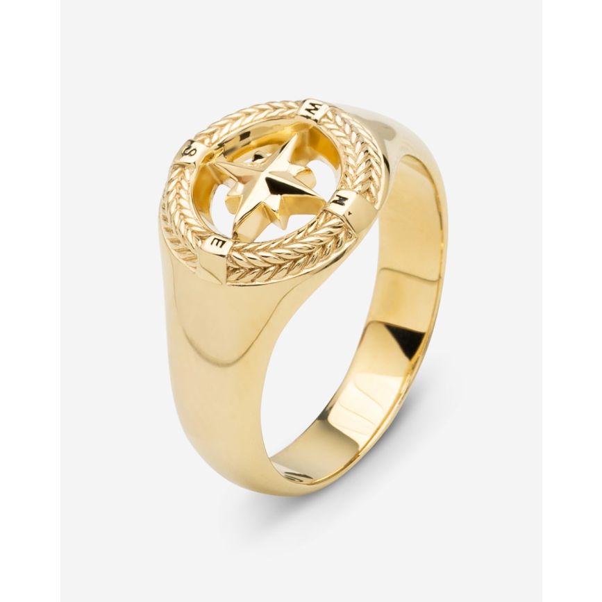 Compass Signet Ring Gold Plated