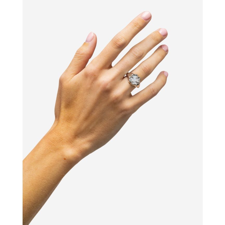 Katja Clover Signet Ring Mother of Pearl Silver