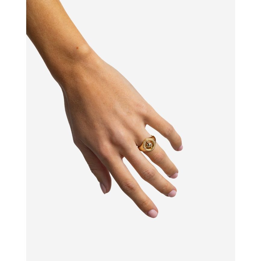 MATERIA herenring kompas zilver 925 breed - zegelring heren ringen